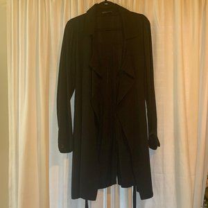 Forever 21+ Black Trench Coat w/ Tie - Size OX